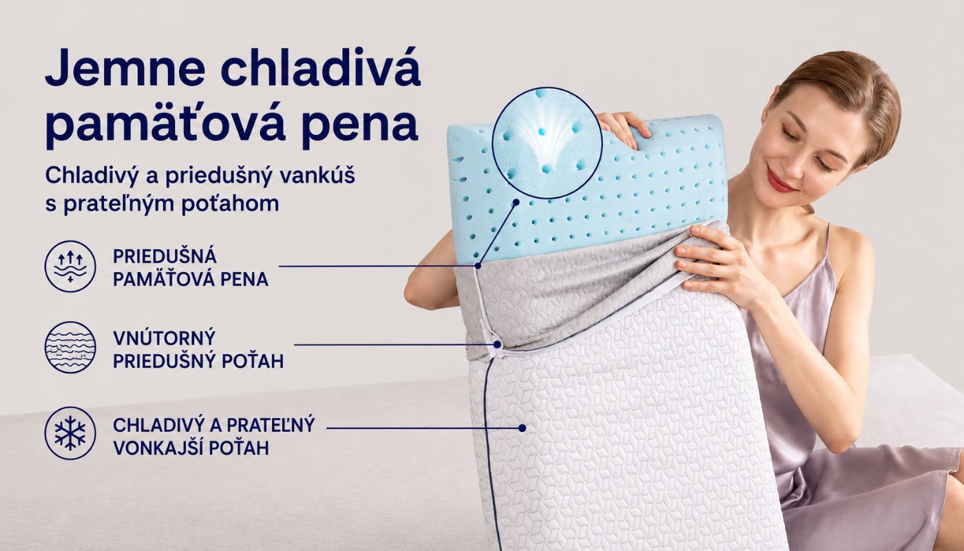 Jemne chladivý efekt vankúša